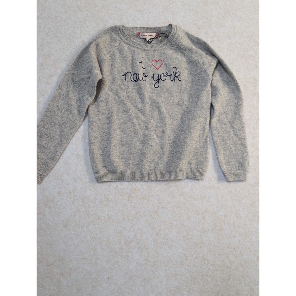 Lingua Franca I Heart New York Cashmere Sweater Kids Size 6T Gray Embroidered!